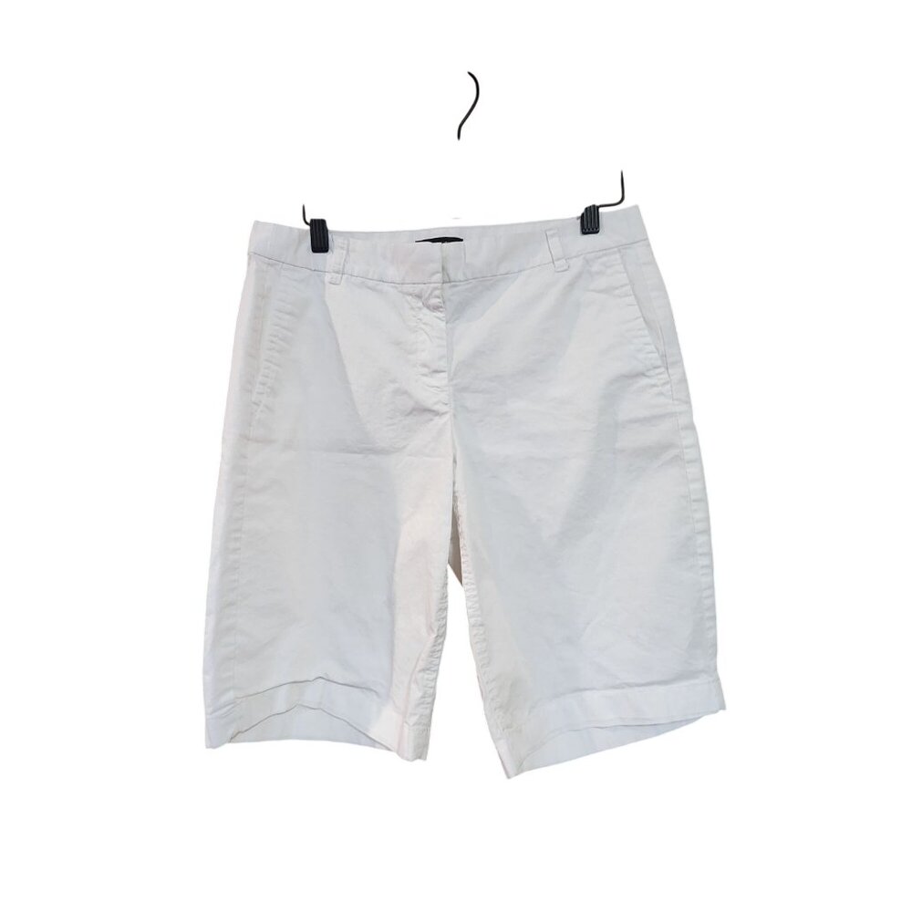 J.Crew Womens White Bermuda Shorts Size 2 Cotton Blend Mid-Rise